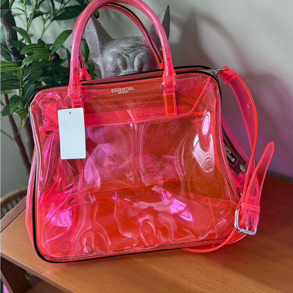 Large clear pink essentiel Antwerp bag